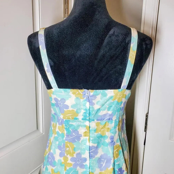 Eddie Bauer Blue Green and Cream Floral Vintage Sundress Size 4 - Picture 10 of 12